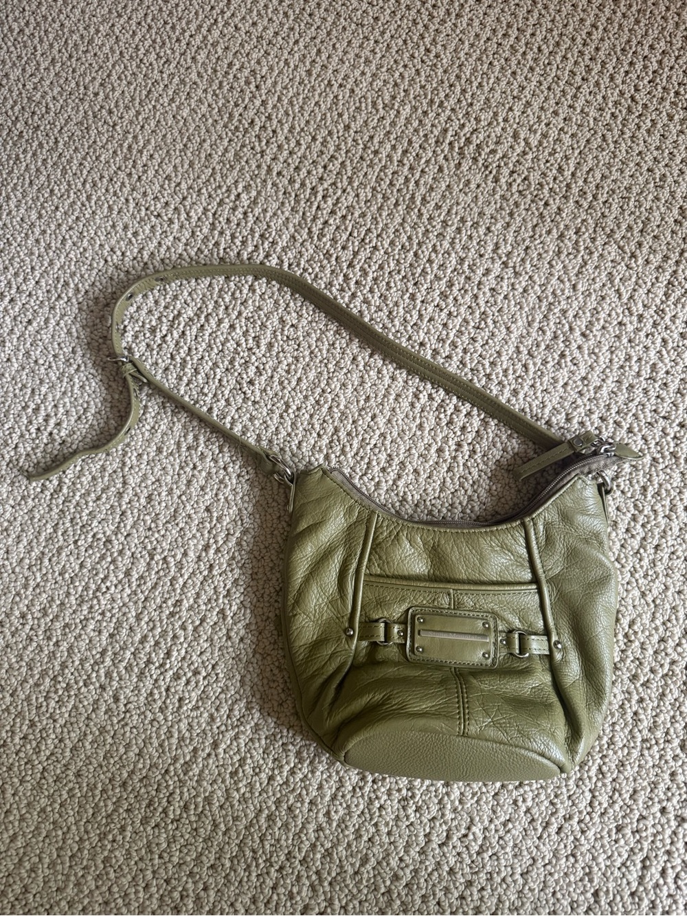 Olive Green Leather Shoulder Bag